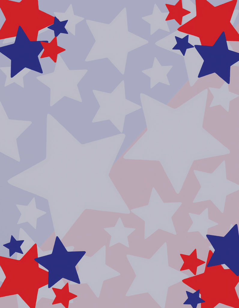 American Stars - Patriotic Paper - 50 Sheets - 8.5 x 11 - Flag Stationery (4th of July Paper)