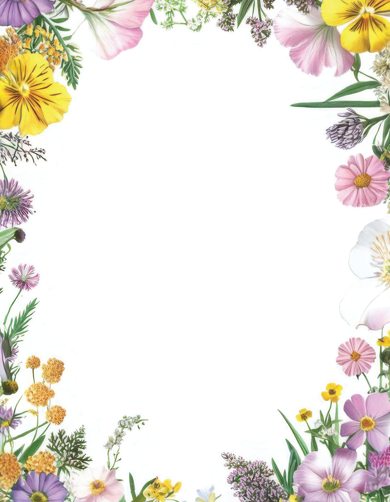 Flower Patch - Floral Stationery Paper - 50 Sheets - 8.5 x 11