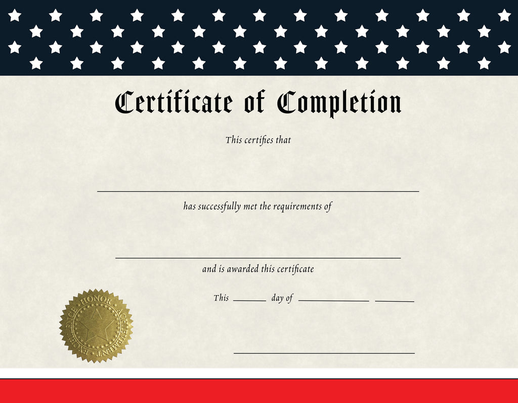 Blank Certificates (Completion) Patriotic Design (Copy)