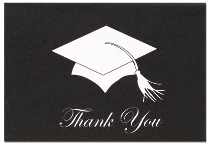 100 lb Grad Hat Thank You Cards & Envelopes, measure(4.87" x 3.375" ), compatible with copier, inkjet and laser, matte both sides