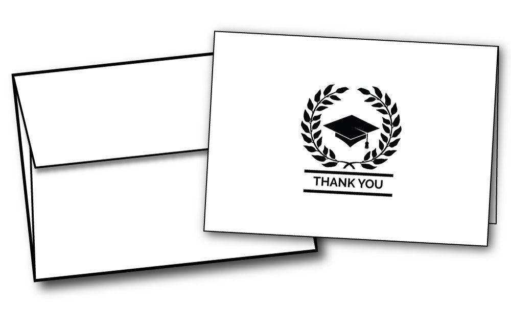 laurel crown academic school graduation thank you note cards envelopes