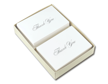 65 lb Silver Thank You Note, measure (3.375" x 4.875") , compatible with copier,inkjet and laser , matte both sides
