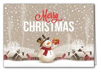 snowman and town ornaments christmas xmas holiday cards merry christmas & happy new year cards