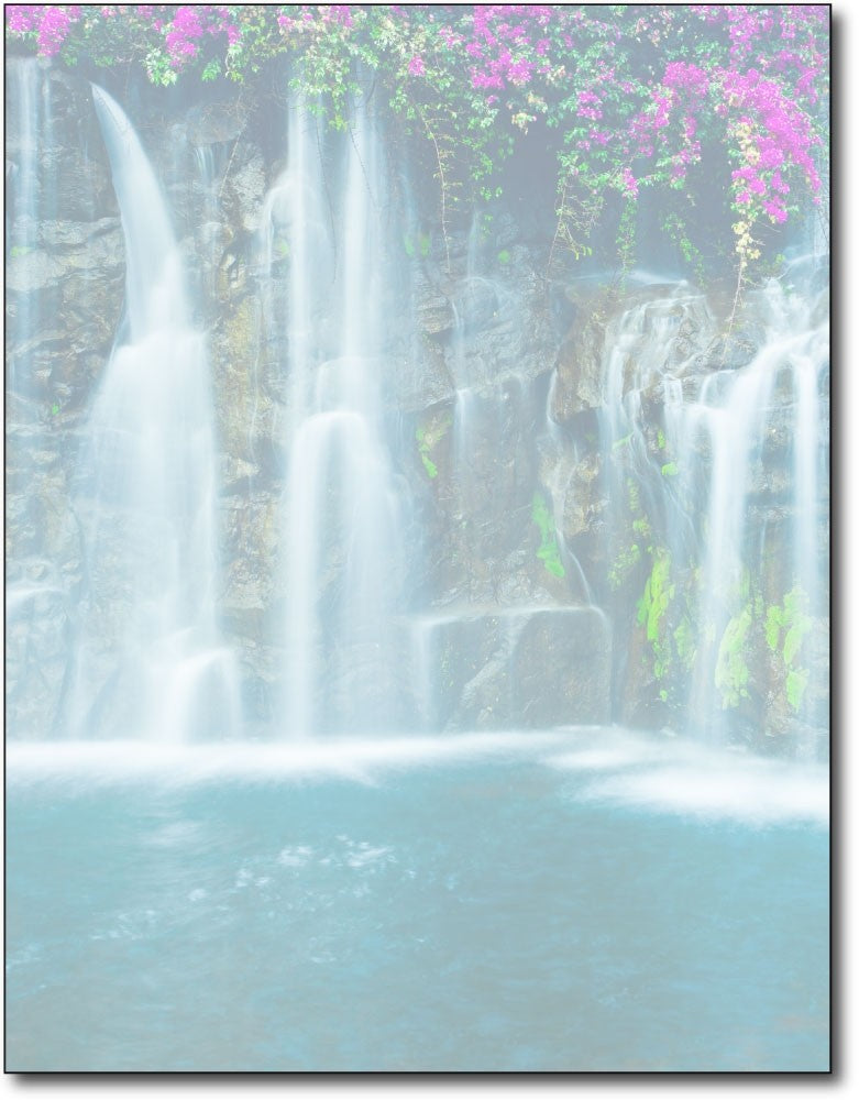 Water Stationery - Serene Waterfall - 50lb Text water-stationery-serene-waterfall-50lb-text