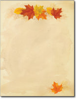Simple Fall Leaves Stationery Paper, measure(8 1/2" x 11"), compatible with inkjet and laser