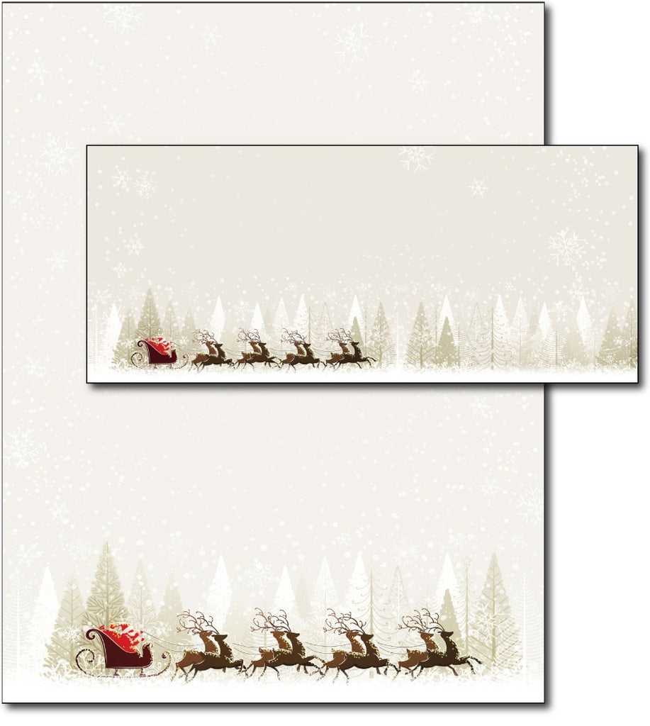 santa and reindeer christmas holiday xmas bulbs Letterhead & Envelopes -  40 Sets, compatible with inkjet and laser