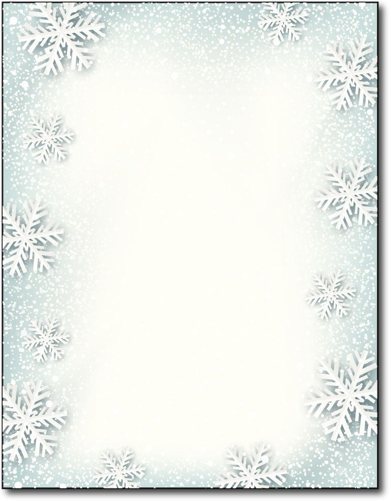 Holiday Letterhead - Gold Snowflakes - (Shimmer Paper)