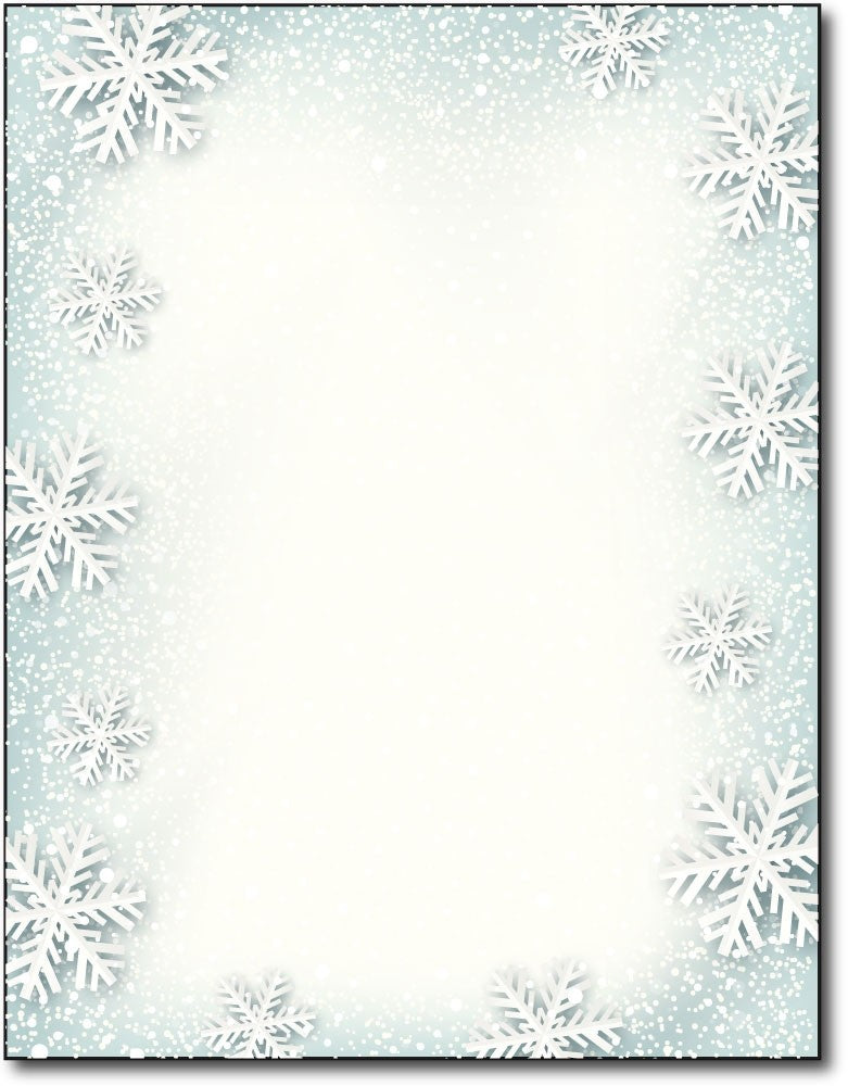 paper snowflakes vintage christmas stationery Paper letterhead , measures 8 1/2" x 11", compatible with inkjet and laser