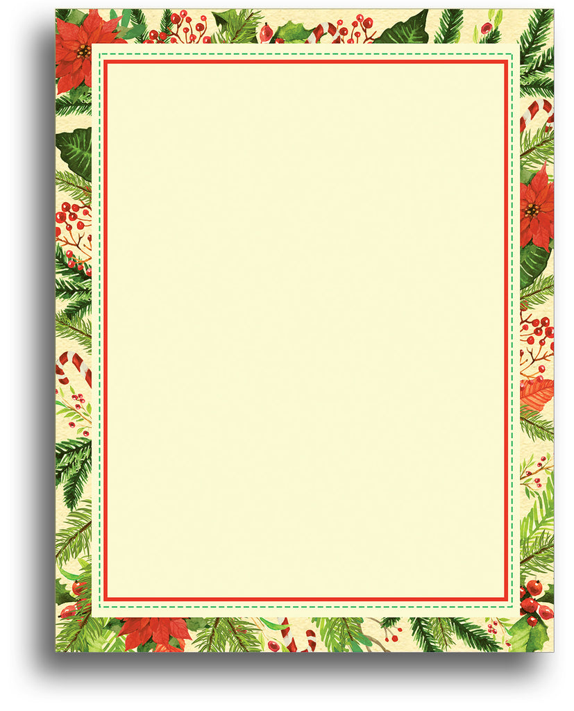 Christmas Stationery - Poinsettia Frame
