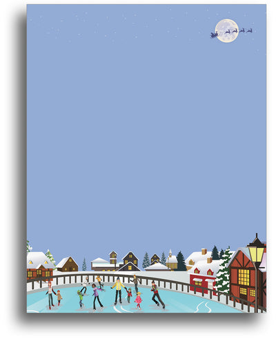 Skating in the Park Holiday Stationery Paper