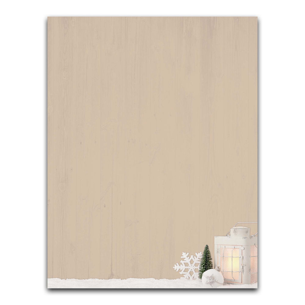 Lantern Over Snow - Holiday Letterhead - 70lb Text