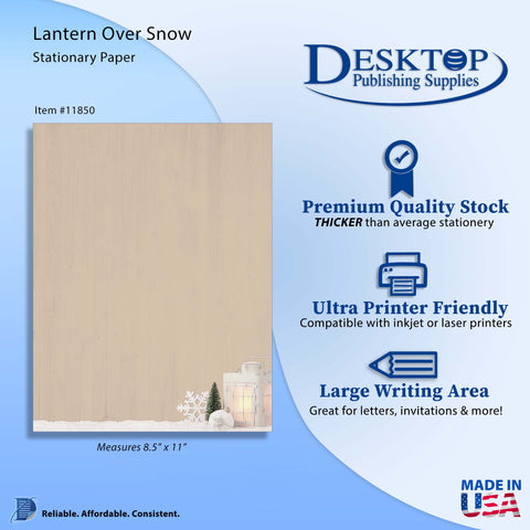 Lantern Over Snow - Holiday Letterhead - 70lb Text