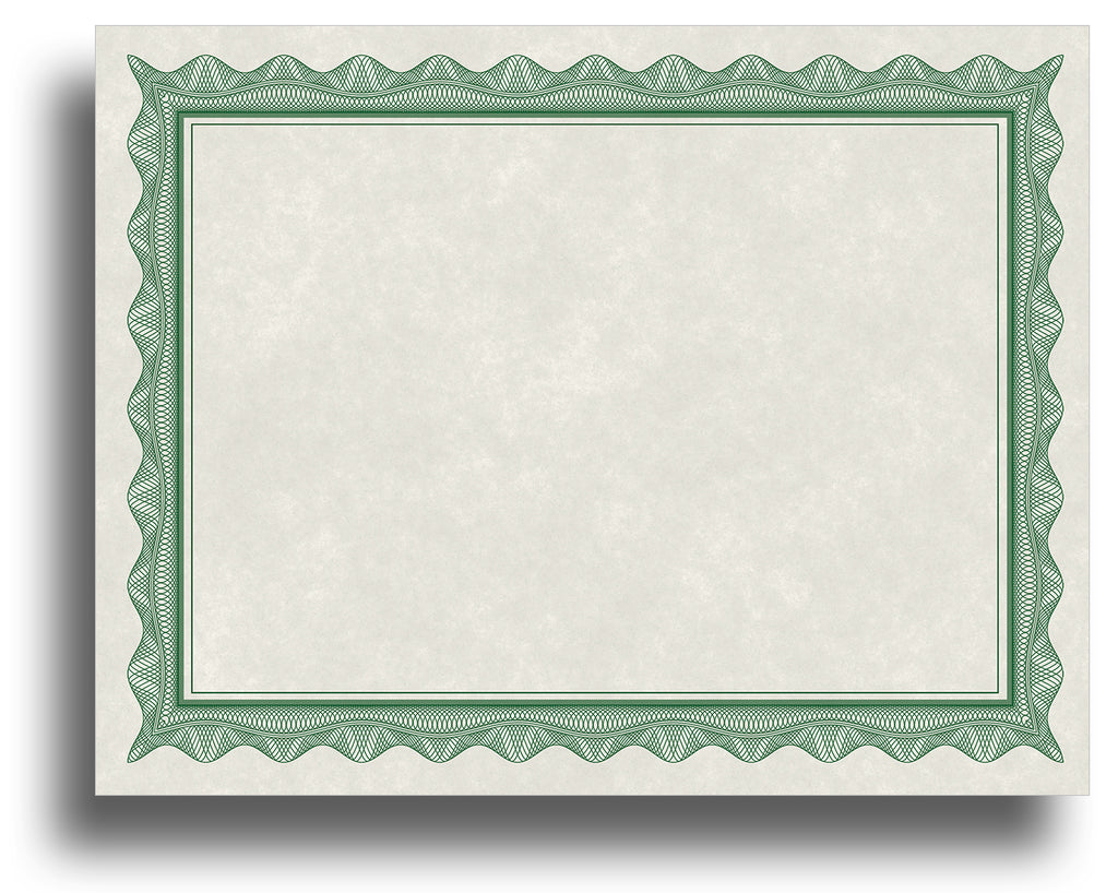 Blank Certificates - 80lb Text | Green Border (Parchment) blank-certificates-80lb-text-green-border-parchment