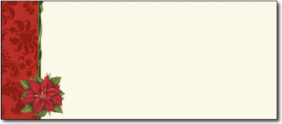 50lb Poinsettia Damask Envelope , measure (4 1/8" x 9 1/2") , compatible with inkjet and laser