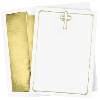  Foil Cross Invites with Envelopes