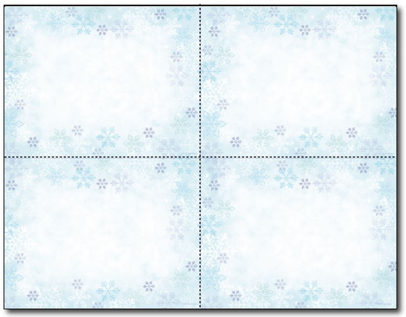 110 lb Blue Flakes 4-up Postcards, measure(8 1/2" x 11"), compatible with copier, inkjet and laser