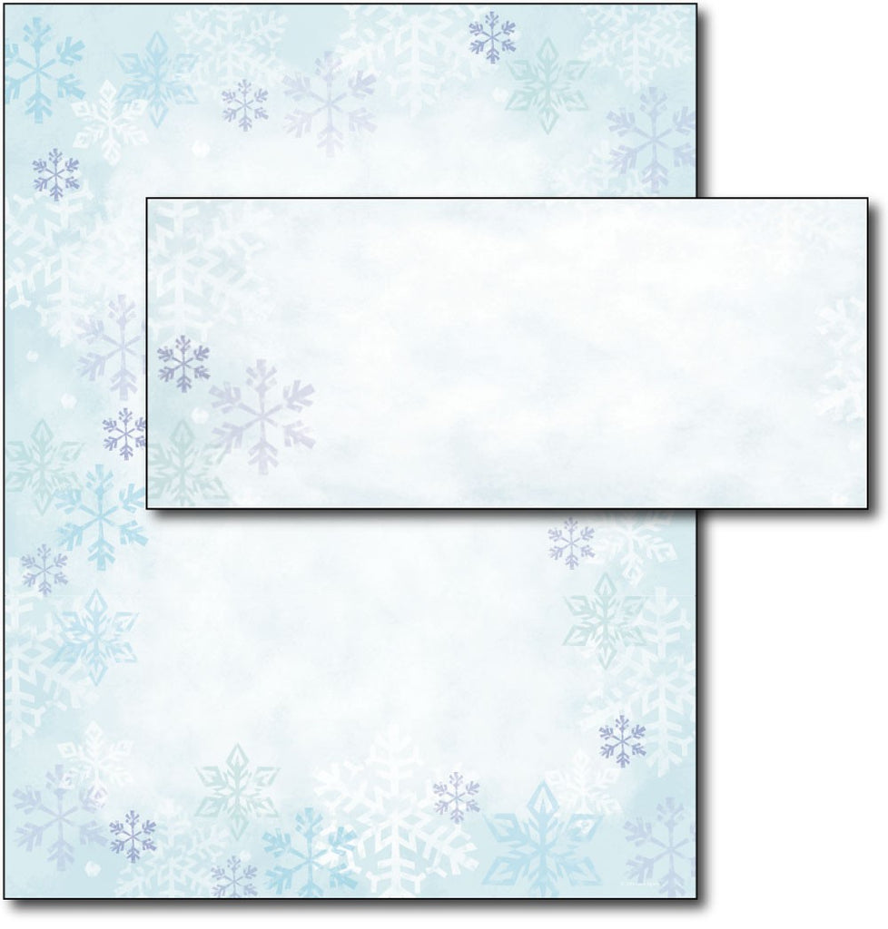 Blue FlakesLetterhead & Envelopes - 40 Sets, compatible with inkjet and laser