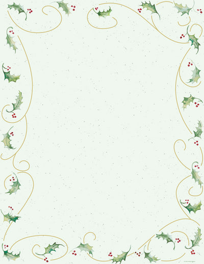 Holiday Letterhead -Holly Bunch - (Matte: 60lb Text)