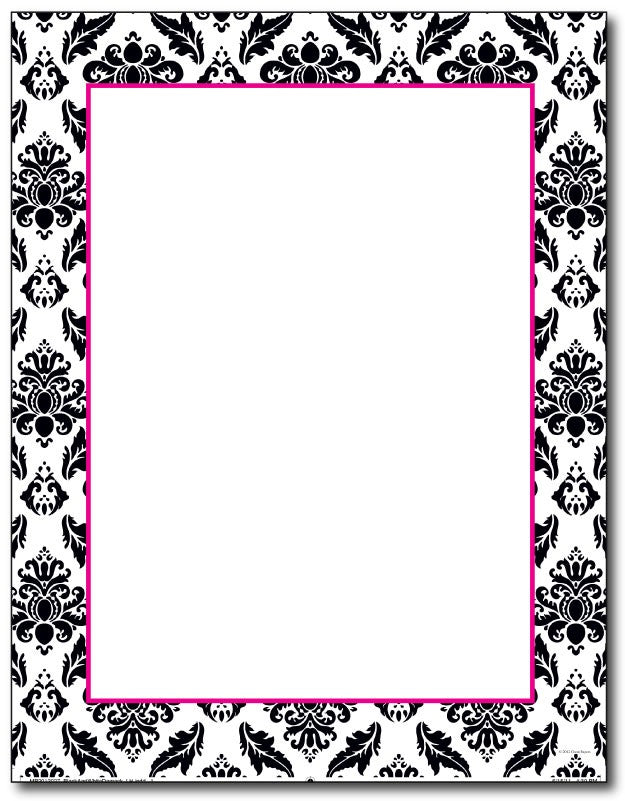 50 lb Black & White Damask Letterhead, measure(8 1/2" x 11" ), compatible with inkjet and laser, matte both sides