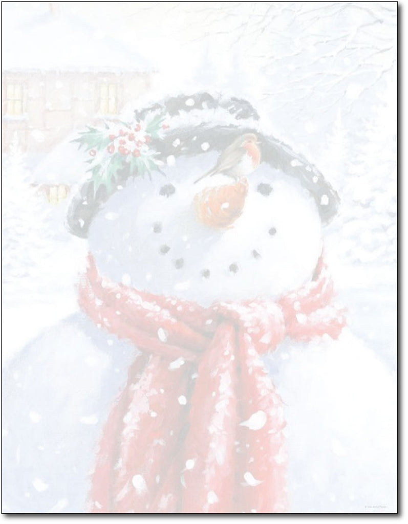 50lb Snowman Face Holiday Letterhead, measure (8 1/2" x 11") , compatible with copier, inkjet and laser, matte both sides
