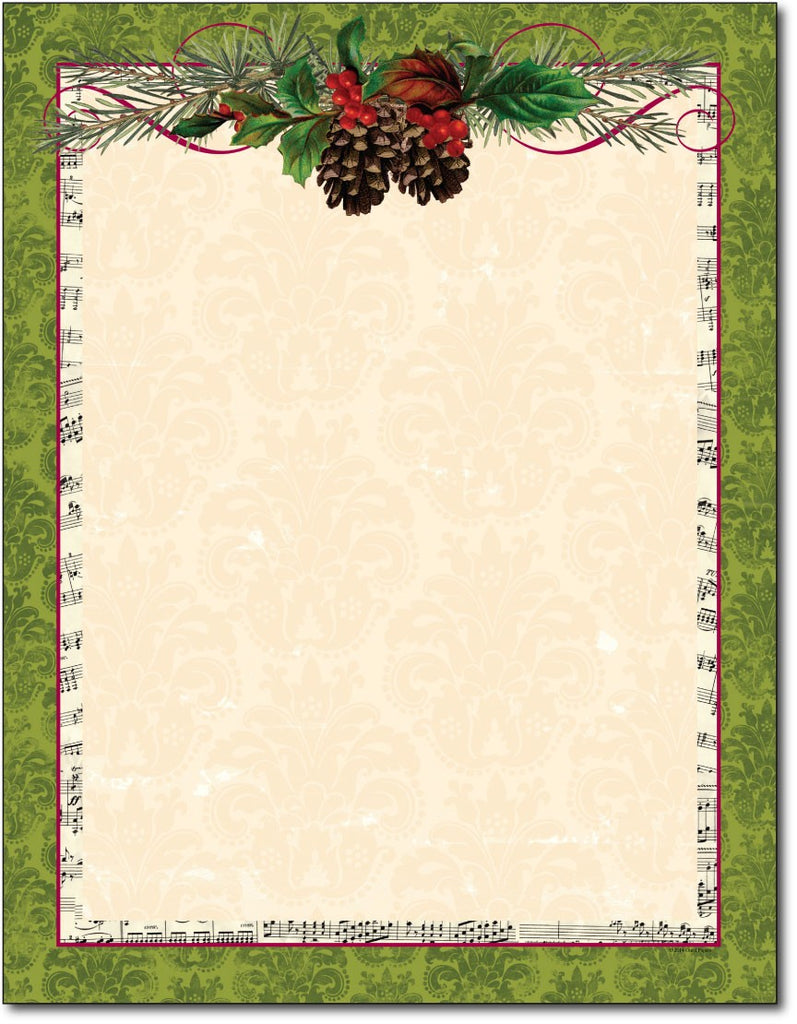50lb Pinecone Garland Holiday Stationery, measure (8 1/2" x 11") , compatible with copier, inkjet and laser, matte both sides