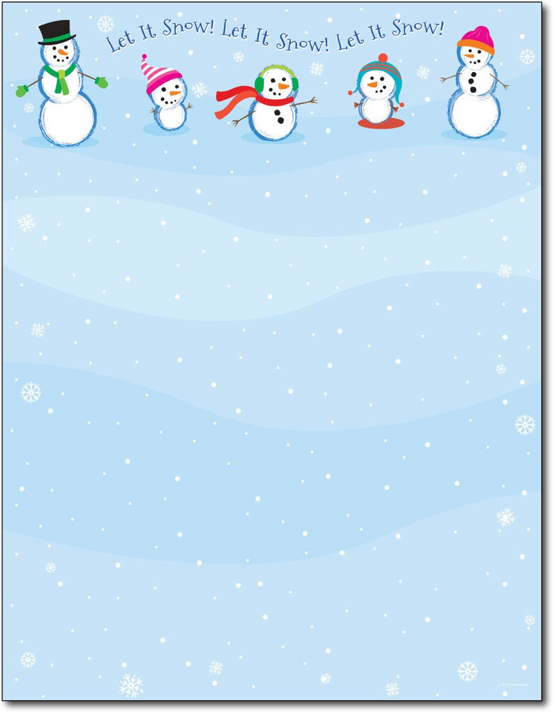 50lb Let It Snowmen Holiday Paper, measure (8 1/2" x 11") , compatible with copier, inkjet and laser, matte both sides