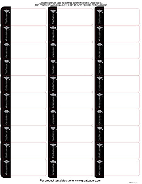 Graduation Address Labels - 3 Sheets / 90 Labels