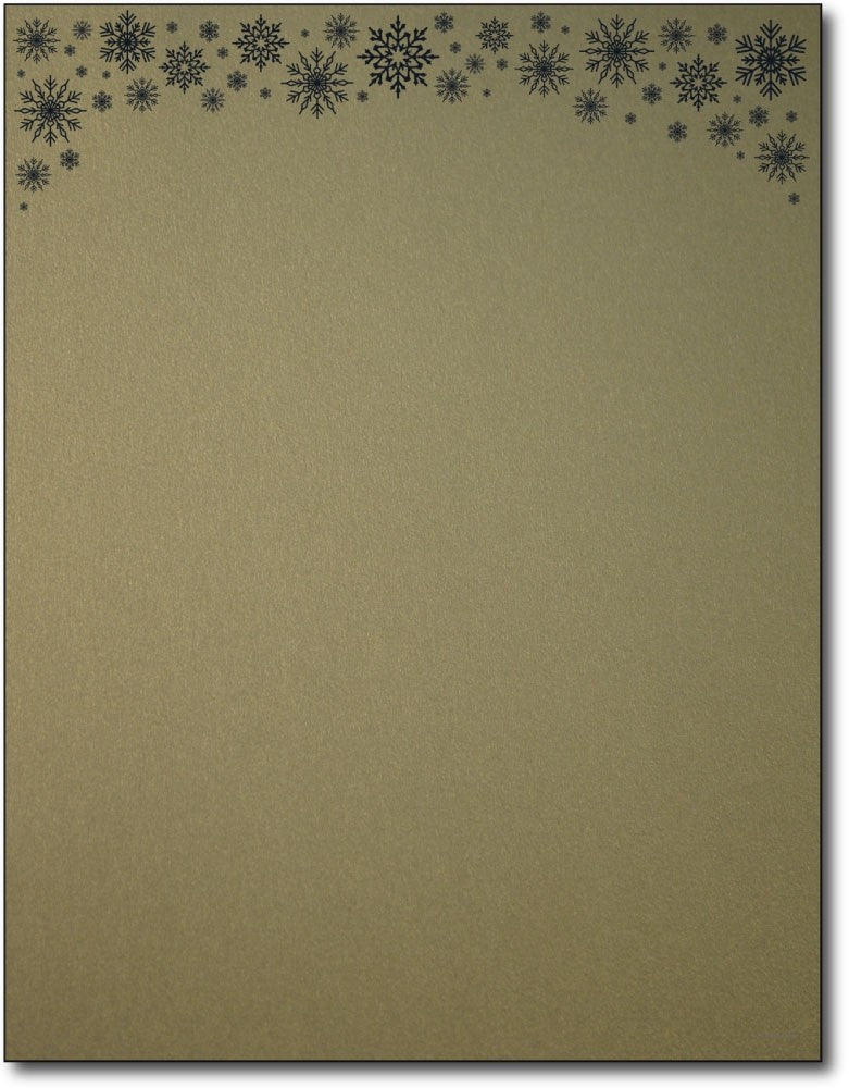 Holiday Letterhead - Gold Snowflakes - (Shimmer Paper)