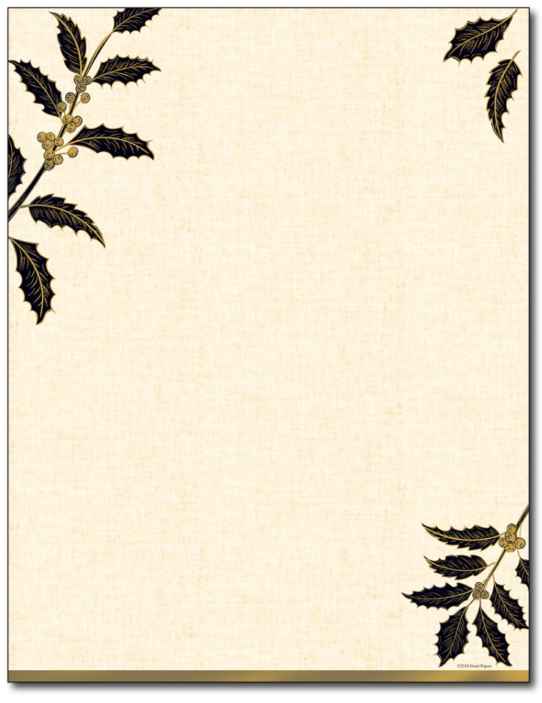 Golden Metallic Holly Letterhead