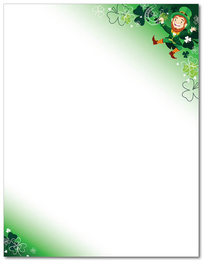 St. Patricks Day Letterhead - Happy Leprechaun - 60lb Text