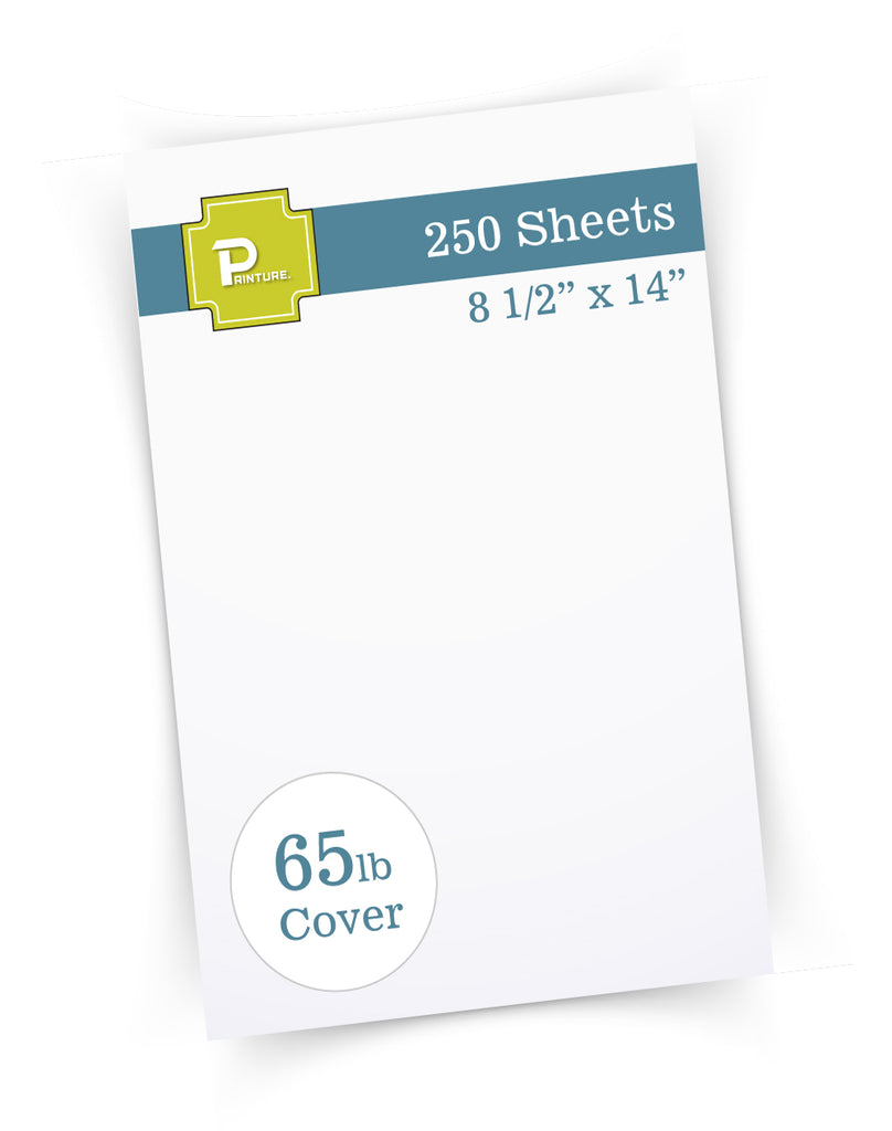 65lb White Legal Cardstock -  8 1/2" x 14" - (Brand: Printure)