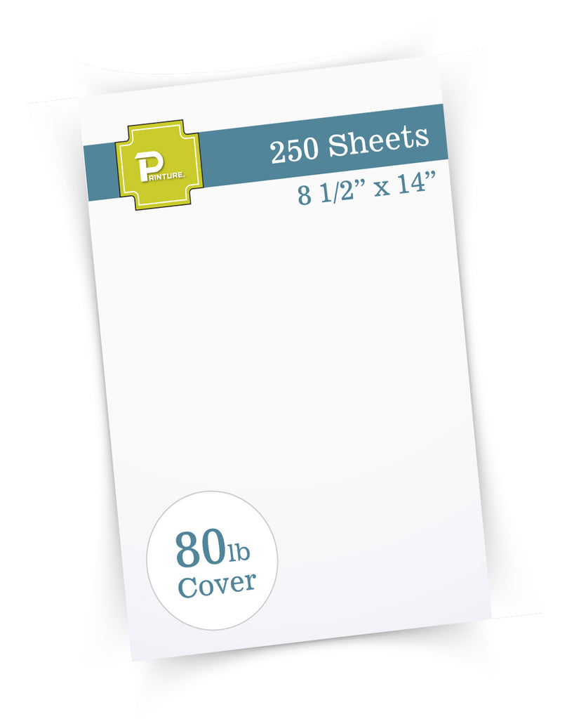 80lb White Legal Cardstock -  8 1/2" x 14" - (Brand: Printure)