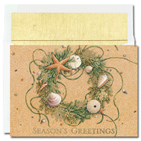Beach Wreath Boxed Holiday Cards, measure( 5.625 X 7.875), compatible with inkjet and laser