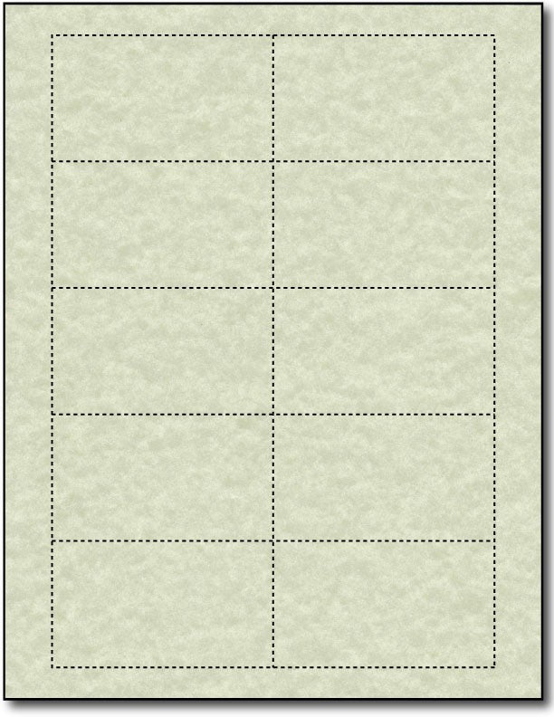 65lb Microperforated Green Parchment Business Cards - printable on both sides