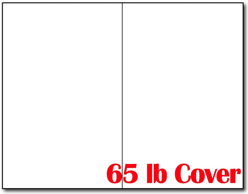 65lb White Bifold Brochures measure 5.5" x 8.5".