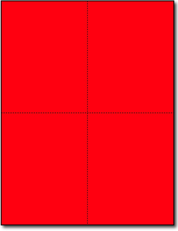 4 Microperforated Rocket Red Postcards on an 8 1/2" x 11" Sheet.