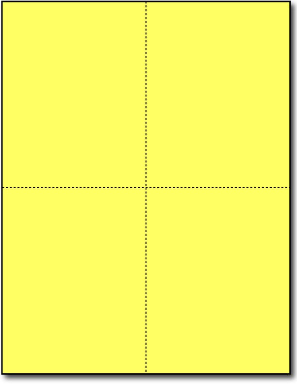 4 Microperforated Bright Yellow Postcards on an 8 1/2" x 11" Sheet.