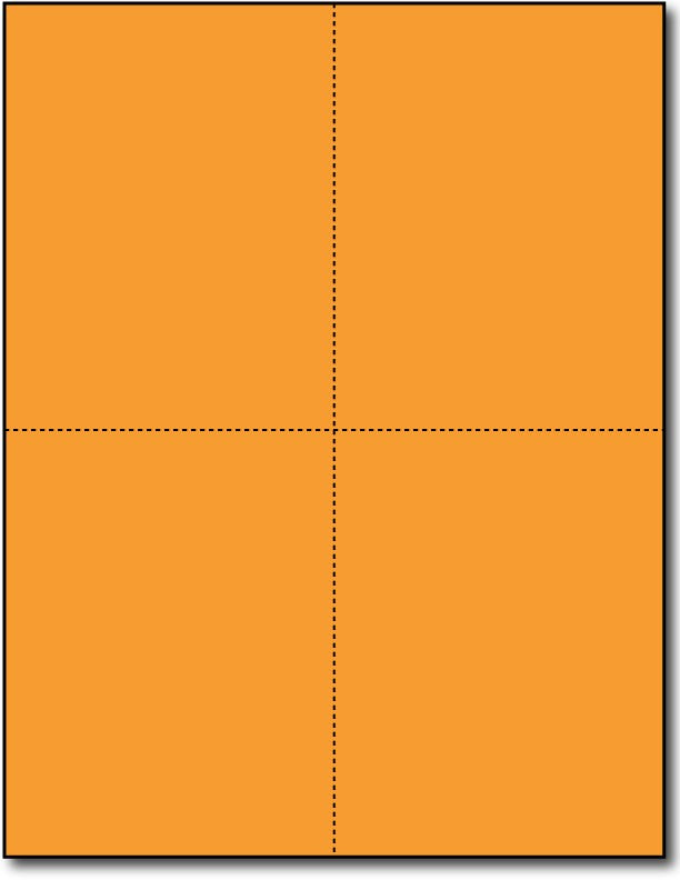 Brigtht Orange 4-Up Postcards, measure (4 1/4" x 5 1/2") , compatible with copier, Inkjet and laser, Matte Both sides
