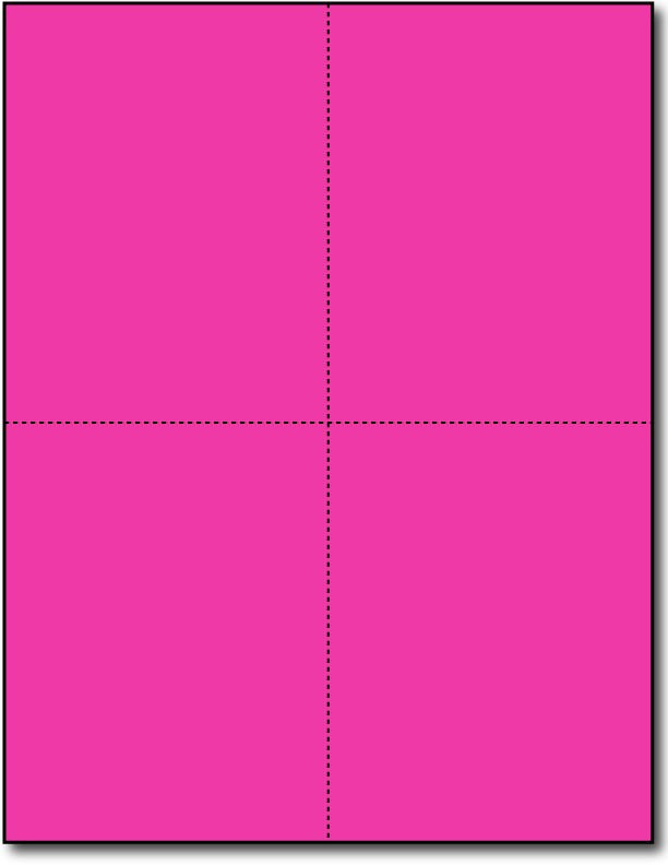 Brigtht Ultra Fuhsia 4-Up Postcards, measure (4 1/4" x 5 1/2") , compatible with copier, Inkjet and laser, Matte Both sides