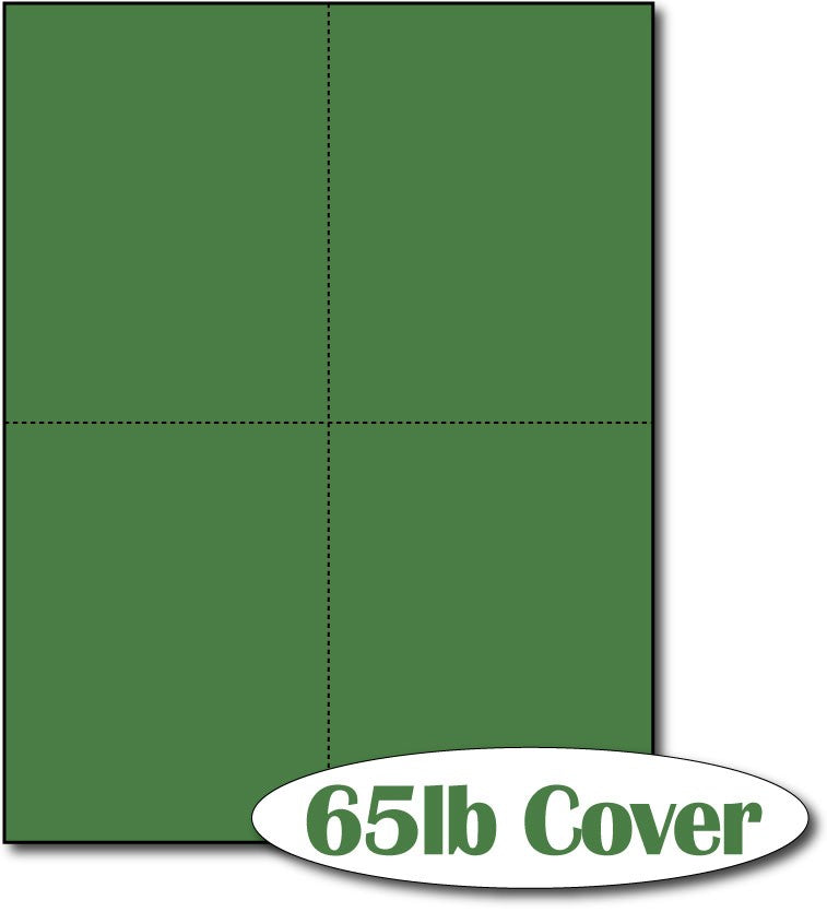 4 Microperforated Holiday green Postcards on an 8 1/2" x 11" Sheet.
