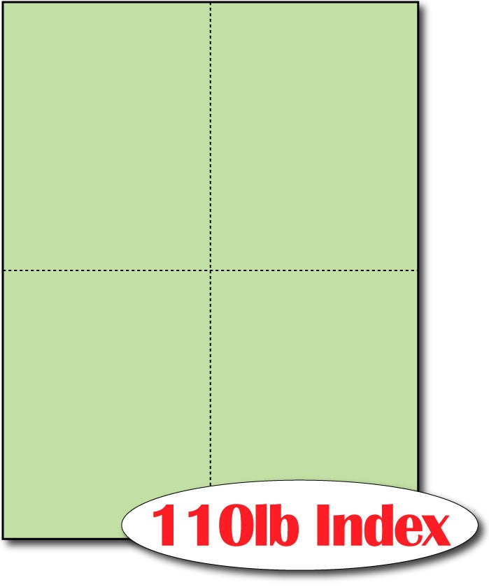 4 Microperforated Green Postcards on an 8 1/2" x 11" Sheet.