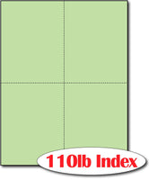 4 Microperforated Green Postcards on an 8 1/2" x 11" Sheet.