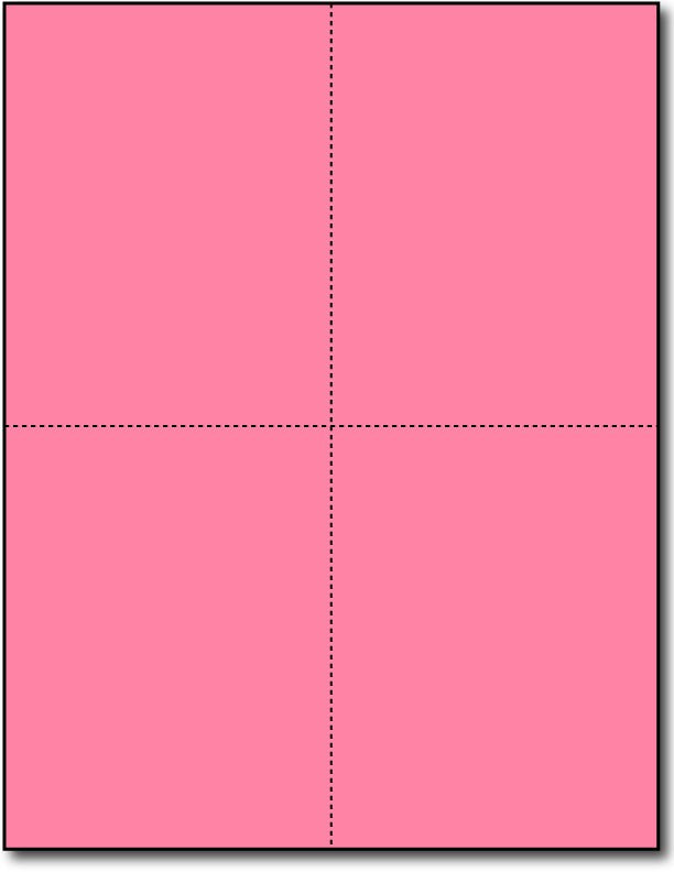 4 Microperforated Pink Postcards on an 8 1/2" x 11" Sheet.