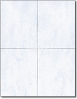 4 Microperforated Blue Jade Marble Postcards on an 8 1/2" x 11" Sheet.