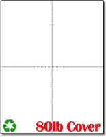 4 Microperforated White 100% Recycled Postcards on an 8 1/2" x 11" Sheet.