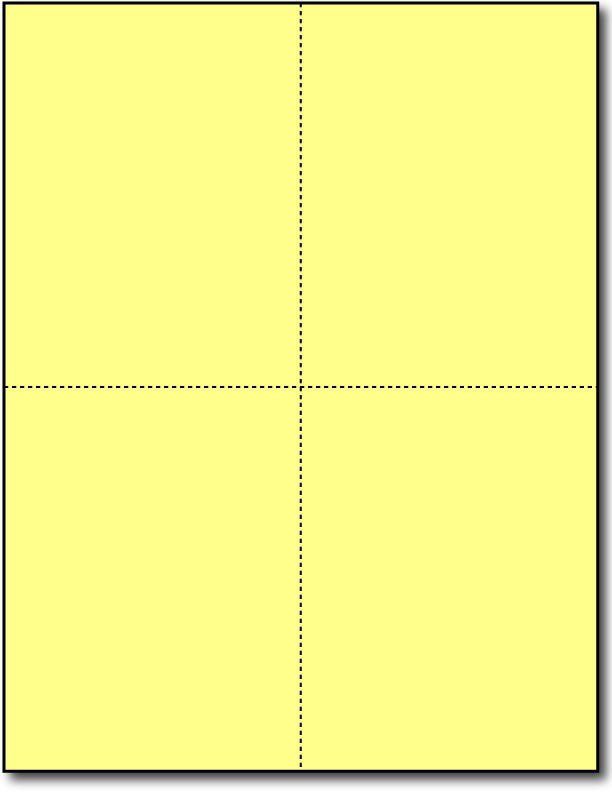 4 Microperforated Yellow Postcards on an 8 1/2" x 11" Sheet.