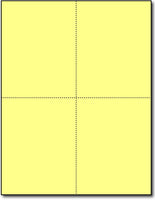 4 Microperforated Yellow Postcards on an 8 1/2" x 11" Sheet.
