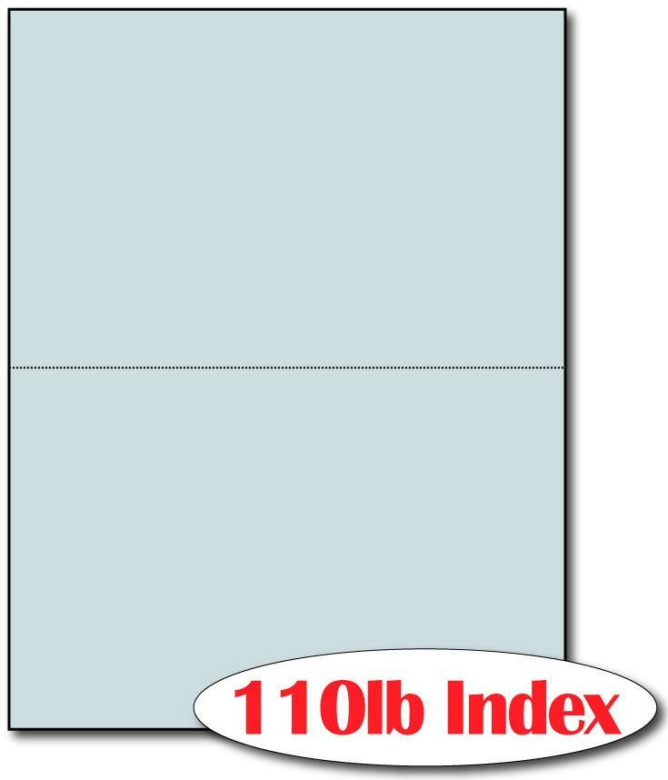 2 Microperforated Index Blue Postcards on an 8 1/2" x 11" Sheet.