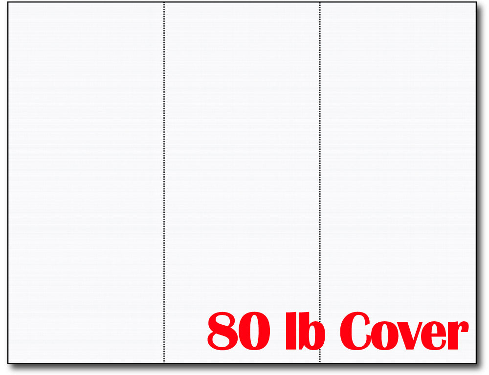 3-up 8 1/2 x 3 2/3 Cards 80lb Cover White Linen