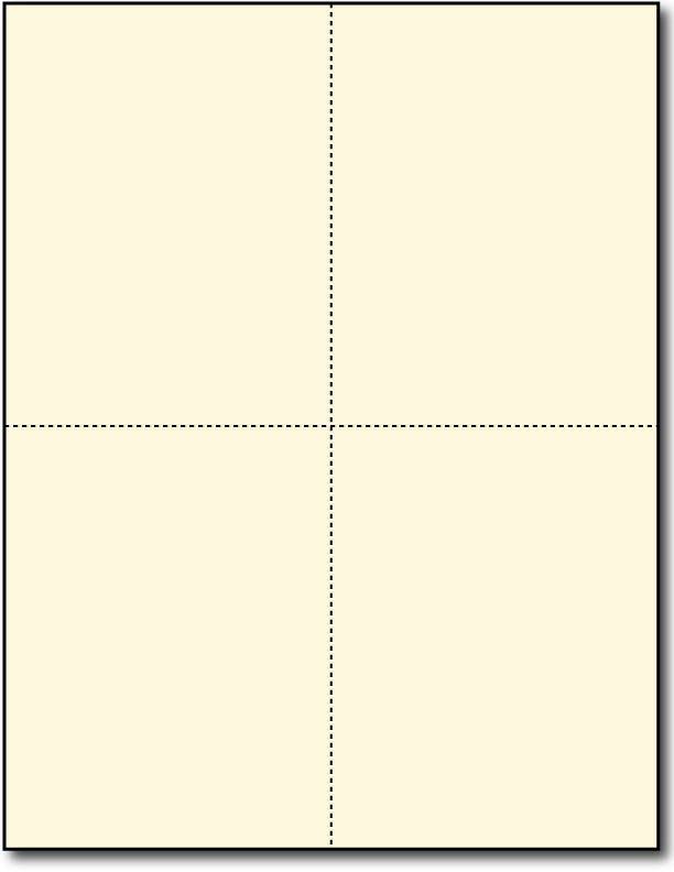 80lb - 4 Cream Postcards, Linen both sides on an 8 1/2" x 11" sheet.